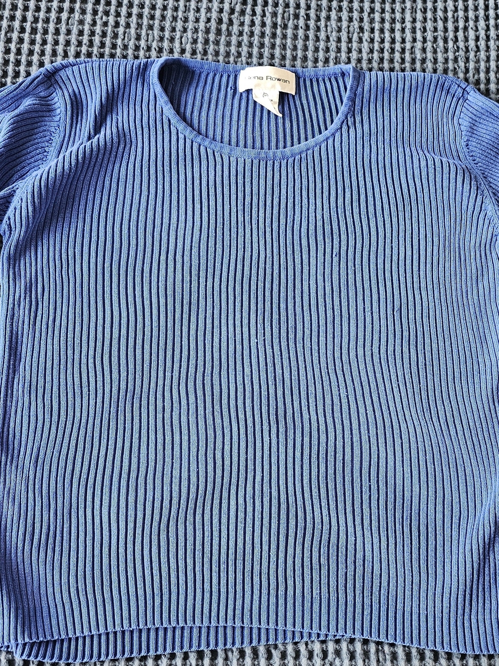 Rena Rowan Ribbed Scoop Neck Sweater in Blue